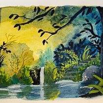 My project for course: Fantasy Landscapes with Watercolor & Gouache. Un progetto di Belle arti, Pittura, Pittura ad acquerello, Illustrazione naturalistica e Pittura gouache di aasthagupta511 - 29.04.2024