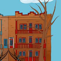 Mon projet du cours : Illustration urbaine : du croquis au dessin sur Procreate : rue de Limoilou  Ein Projekt aus dem Bereich Traditionelle Illustration, Skizzenentwurf, Digitale Illustration, Digitale Malerei und Sketchbook von Antoine Marineau Bélanger - 01.05.2024