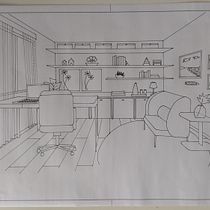 Meu projeto do curso: Perspectiva artística: desenhe interiores do seu ponto de vista Ein Projekt aus dem Bereich Traditionelle Illustration, Architektur, Zeichnung und Architektonische Illustration von Simone Mavi - 01.05.2024