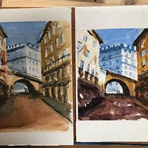 Mon projet du cours : Représentation architecturale à l'aquarelle. Traditional illustration, Sketching, Drawing, Watercolor Painting, Architectural Illustration, and Sketchbook project by nogarede - 05.03.2024
