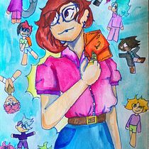 My project for course: Manga-style Portraits in Watercolor: Self-portrait with some of my characters. Un proyecto de Ilustración tradicional, Pintura a la acuarela y Manga de Sorana Kunst - 02.05.2024