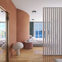 Diseño de habitación principal con vestidor y baño privado.. Projekt z dziedziny Architektura wnętrz, Projektowanie wnętrz, Dekoracja wnętrz i Projektowanie przestrzeni użytkownika Andrea Paniagua - 08.05.2024