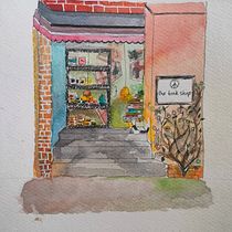 A book shop in Delhi . Pintura, Desenho, Pintura em aquarela e Ilustração arquitetônica projeto de trishabhugra30 - 11.05.2024
