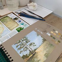 My project for course: Landscape Painting with Gouache for Beginners. Projekt z dziedziny  Sztuki piękne,  Malarstwo, Ilustracja naturalist, czna, Malowanie gwaszami, Trad, c i jna ilustracja użytkownika Sandra De - 15.05.2024
