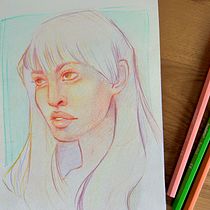 Mi proyecto del curso: Dibujo de retratos llamativos con lápices de colores. Drawing, Portrait Drawing, Sketchbook, and Colored Pencil Drawing project by Cristina Cáceres Martín - 05.19.2024