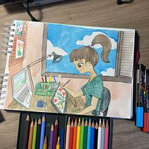 Meu projeto do curso: Sketchbook experimental: encontre seu estilo de desenho. Un proyecto de Ilustración tradicional, Bocetado, Creatividad, Dibujo, Pintura a la acuarela, Sketchbook y Pintura gouache de Larissa Galastri - 19.05.2024