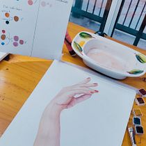 Mi proyecto del curso: Ilustración expresiva de manos en acuarela. Painting, Watercolor Painting, and Figure Drawing project by Gise Moyano - 05.19.2024