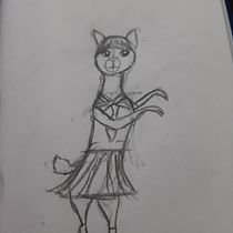 Alpaca Wearing a school girl's uniform. Character Design, Pencil Drawing, Drawing, and Children's Illustration project by watermanbullfog - 05.16.2024