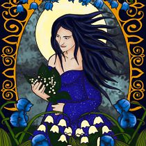 Woman with Lily of the valley . Un projet de Illustration traditionnelle, Beaux Arts, Illustration numérique, Dessin de portrait, Dessin artistique, Dessin numérique , et Peinture numérique de shereena - 28.05.2024