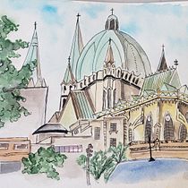 Meu projeto do curso: Urban Sketching: expresse o seu mundo com uma nova perspectiva. Traditional illustration, Sketching, Drawing, Watercolor Painting, Architectural Illustration, and Sketchbook project by jklourimer - 05.28.2024