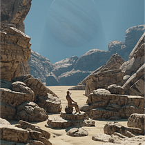 Renderização final. Homem no deserto.. 3D, Digital Illustration, and 3D Design project by mathiasrodrigo0 - 05.27.2024