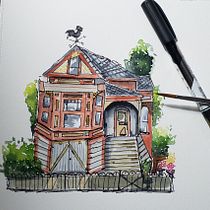 Meu projeto do curso: Desenho arquitetônico expressivo com marcadores coloridos. Een project van  Schetsen,  Tekening,  Architecturale illustratie, Sketchbook y  Illustratie met inkt van jklourimer - 29.05.2024