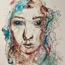 My project for course: Experimental Portraiture with Ink, Tea and Alcohol. Un projet de Beaux Arts, Peinture, Dessin et Illustration à l'encre de catewise - 30.05.2024