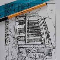 Mein Abschlussprojekt für den Kurs: Urbane Architekturskizzen mit Tusche. Traditional illustration, Sketching, Drawing, Architectural Illustration & Ink Illustration project by drews_melanie - 06.01.2024