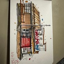My project for course: Expressive Architectural Sketching with Colored Markers. Sketching, Drawing, Architectural Illustration, Sketchbook & Ink Illustration project by Aim Mahanukul - 06.05.2024