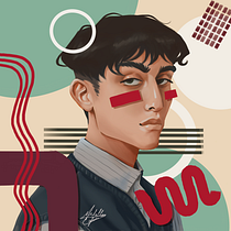 My project for course: Digital Portraits in Procreate with Graphical Elements. Projekt z dziedziny Ilustracja c, frowa, Portret, R i sunek anatomiczn użytkownika Michelle Cafeu - 06.06.2024