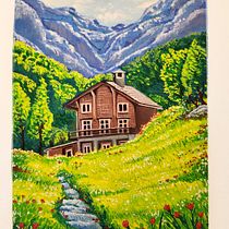 Landscape Painting with Gouache . Projekt z dziedziny  Sztuki piękne,  Malarstwo, Ilustracja naturalist, czna i Malowanie gwaszami użytkownika Nihan Rashid - 02.06.2024