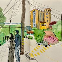 My project for course: Urban Sketching: Capture Your City in Motion Ein Projekt aus dem Bereich Traditionelle Illustration, Skizzenentwurf, Zeichnung, Aquarellmalerei, Architektonische Illustration und Sketchbook von TJ - 09.06.2024
