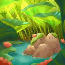 Family of rocks | My project for course: Atmospheric Scenes in Procreate: Paint with Color and Light. Un progetto di Illustrazione digitale di Ula Marzec - 12.06.2024