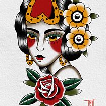 Mi proyecto del curso: Diseño de tatuajes estilo old school en Procreate. Projekt z dziedziny  R, sunek, Ilustracja c, frowa i Projektowanie tatuaż użytkownika Moki - 12.06.2024