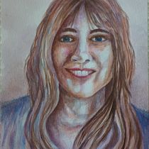 Mon projet du cours : Portrait artistique à l’aquarelle. Fine Arts, Painting, Watercolor Painting, and Portrait Drawing project by Michelle Guay - 06.14.2024