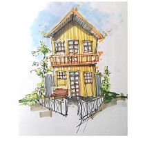 Costa Nova House´s. Een project van  Schetsen,  Tekening,  Architecturale illustratie, Sketchbook y  Illustratie met inkt van Isabel Carlos - 18.06.2024
