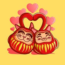 Yokai Cats in love . Traditional illustration, Marketing, Digital Illustration, Digital Drawing, and Business project by Belén Ramírez Orozco - 06.09.2024