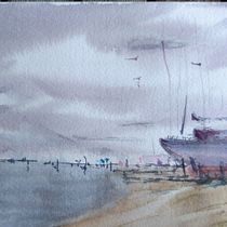 Mein Abschlussprojekt für den Kurs: Illustration moderner Landschaften mit Aquarell. Fine Arts, and Watercolor Painting project by Heidrun Kretschmer - 06.20.2024