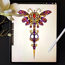 My project for course: Artistic Tattoo Design with Golden Effects in Procreate. Een project van Traditionele illustratie, Digitale illustratie y  Tatoeageontwerp van Nadiia Fedorets - 29.06.2024
