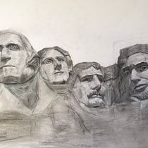 Sculptures on a mountain in South Dakota. Ilustração tradicional, Artes plásticas, Desenho, Desenho de retrato, Desenho realista, e Desenho artístico projeto de mihyun - 29.06.2024