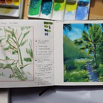 My project for course: Landscape Painting with Gouache for Beginners. Projekt z dziedziny  Sztuki piękne,  Malarstwo, Ilustracja naturalist, czna i Malowanie gwaszami użytkownika henrietteengel - 30.06.2024