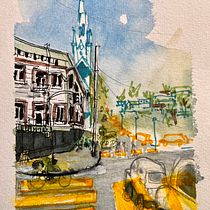 My project for course: Urban Sketching: Create Expressive Cityscapes. Painting, Sketching, Drawing, Watercolor Painting, Sketchbook & Ink Illustration project by birtesteinmetz - 07.01.2024
