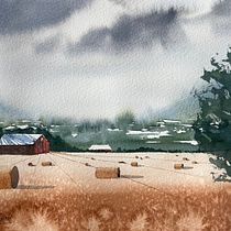 My project for course: Watercolor Landscapes: Experimental Tools and Techniques. Projekt z dziedziny  Sztuki piękne,  Malarstwo i Malowanie akwarelą użytkownika reihanehshl - 01.07.2024