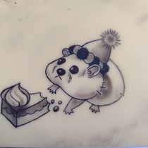 un hamster comiendo tartita <3. Tattoo Design project by dinoseastar - 07.04.2024