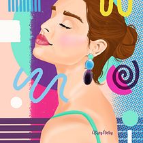 My project for course: Digital Portraits in Procreate with Graphical Elements. Projekt z dziedziny Ilustracja c, frowa, Portret, R i sunek anatomiczn użytkownika Allie Nolan - 08.07.2024