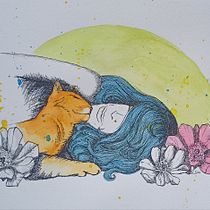 My project for course: Manual Illustration Techniques: Hatching and Dripping. Character Design, Fine Arts, Painting, Watercolor Painting, Portrait Drawing, and Artistic Drawing project by Claudia Rossano - 07.14.2024