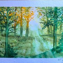 Mein Abschlussprojekt für den Kurs: Verträumte Aquarell-Landschaften: Halte Licht fest. Un projet de Peinture , et Aquarelle de Silke Schmitt - 14.07.2024