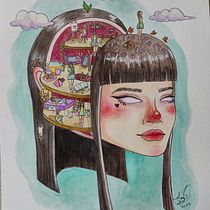 My project for course: Surreal Illustration with Watercolor and Ink. Traditional illustration, Fine Arts, Painting, Drawing, and Watercolor Painting project by Angelica Sanchez - 07.18.2024