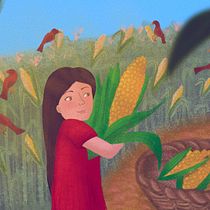 La niña del elote gigante. Un progetto di Illustrazione digitale di Fabiola Rocha Nájar - 19.06.2024