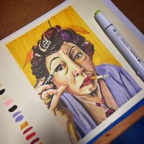 Mi proyecto del curso: Retrato creativo con rotuladores . Desenho de retrato projeto de Maria - 19.07.2024