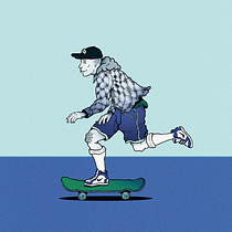 Mi proyecto del curso: Ilustración de personajes dinámicos Patineto azulado  Ein Projekt aus dem Bereich Traditionelle Illustration, Design von Figuren, Comic, Kreativität, Zeichnung, Digitale Zeichnung und Manga von ivan704435 - 19.07.2024