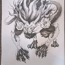 demonio yokai. Ilustração tradicional, Criatividade, Desenho, e Sketchbook projeto de gere - 02.03.2023