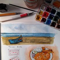 Mi proyecto del curso: Cuaderno de viaje en acuarela. Traditional illustration, Watercolor Painting, Architectural Illustration, and Sketchbook project by Catalina Rojas Araos - 07.26.2024
