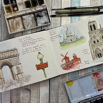 Mi proyecto del curso: Paris - Cuaderno de viaje en acuarela . Traditional illustration, Watercolor Painting, Architectural Illustration, and Sketchbook project by Anixe Bilbao Dorta - 07.26.2024