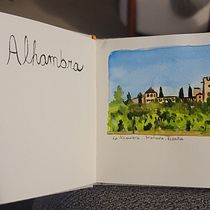 Watercolor Travel Journal: La Alhambra, Granada, España. Traditional illustration, Watercolor Painting, Architectural Illustration, and Sketchbook project by Pilar Osorio - 07.26.2024