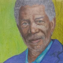 Morgan Freeman con lápices de colores. Traditional illustration, Fine Arts, Pencil Drawing, Drawing, Portrait Drawing, Realistic Drawing, and Colored Pencil Drawing project by Laura González Londoño - 08.01.2024