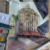 My project for course: Architectural Sketching with Watercolor and Ink. Sketching, Drawing, Watercolor Painting, Architectural Illustration, Sketchbook & Ink Illustration project by a_anastasia - 07.28.2024