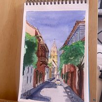 "Vivaracha Cartagena de Indias". Traditional illustration, Sketching, Drawing, Watercolor Painting, Architectural Illustration, and Sketchbook project by nataliconmo - 08.04.2024