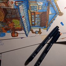 Mi proyecto del curso: Dibujo arquitectónico expresivo con marcadores de colores Ein Projekt aus dem Bereich Skizzenentwurf, Zeichnung, Architektonische Illustration, Sketchbook und Illustration mit Tinte von German Reyna - 05.08.2024