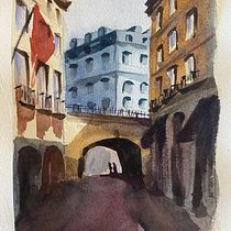 Mein Abschlussprojekt für den Kurs: Architektonische Darstellung mit Aquarell. Traditional illustration, Sketching, Drawing, Watercolor Painting, Architectural Illustration, and Sketchbook project by Adriana Sanchez - 04.20.2024